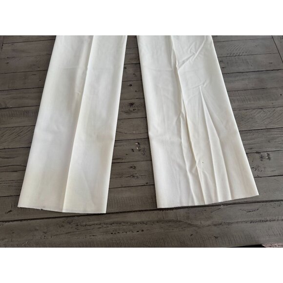 Max Mara Stretch Laine Wool Pleated Straight Leg Crepe Trouser Pants White 38 - Picture 5 of 6